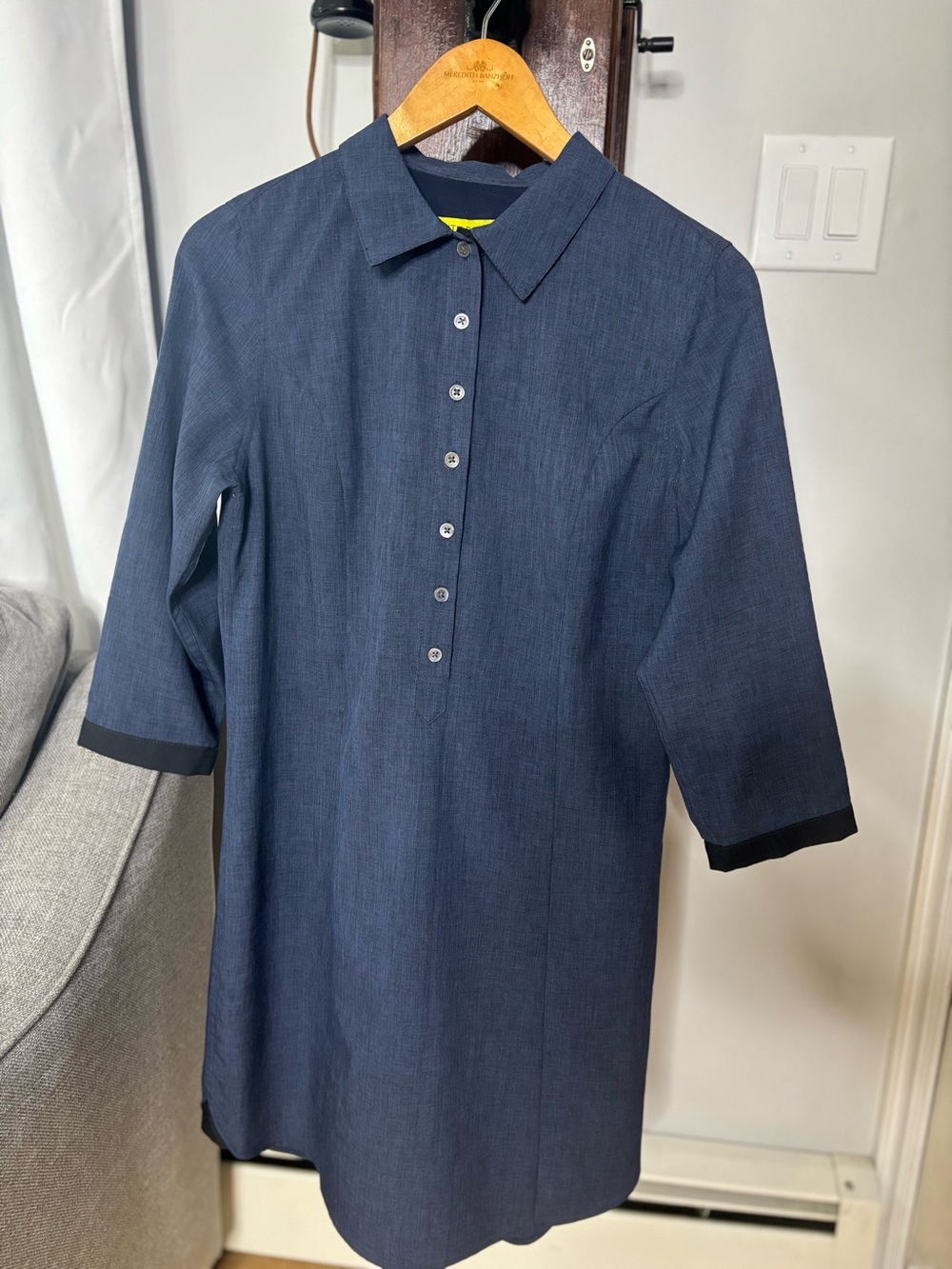 Meredith Banzhoff Navy Shirt‑Dress – Size S – Excellent Condition
